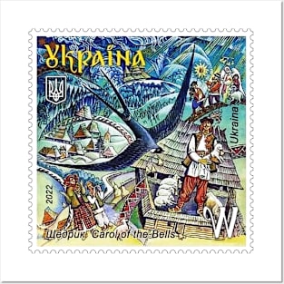 Ukraine Stamp Shchedryk, Carol of the Bells, Original Version Posters and Art